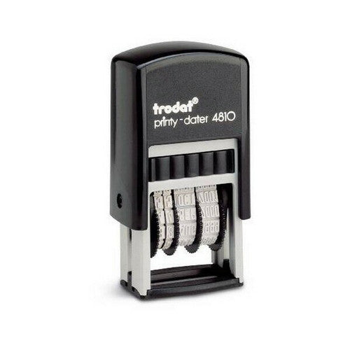 Trodat Printy 4810 Mini Dater self-inking date stamp in black on a white background
