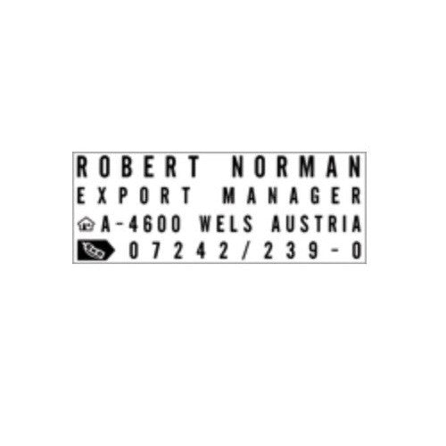 Close-up of Trodat Printy 4912 stamp showing 47mm x 18mm impression area and 3mm and 4mm letter sets