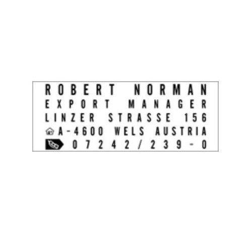 Close-up of the Trodat Printy 4913 stamp impression plate with 5 lines of customisable text
