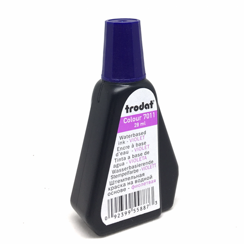 Trodat 7011 violet water-based stamp pad ink 28ml bottle, box of 10