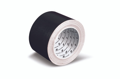Tudor Wotan black cloth binding tape, 75mm wide by 25m roll, shown on a plain background