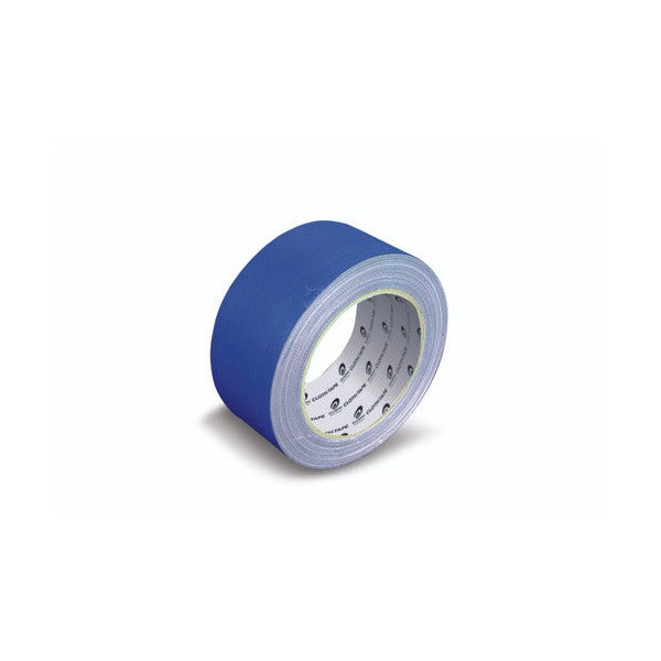 Olympic cloth tape roll in the listed navy blue colour, 50mm wide, shown at an angle on a white background with a grey fabric edge and the printed Olympic Cloth Tape core