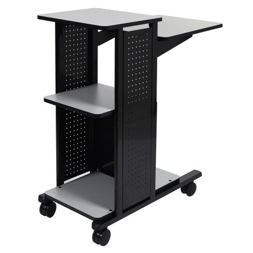 Tuffy QTWPS4 Multimedia Presentation Station with grey laminate surfaces, steel frame and lockable castors