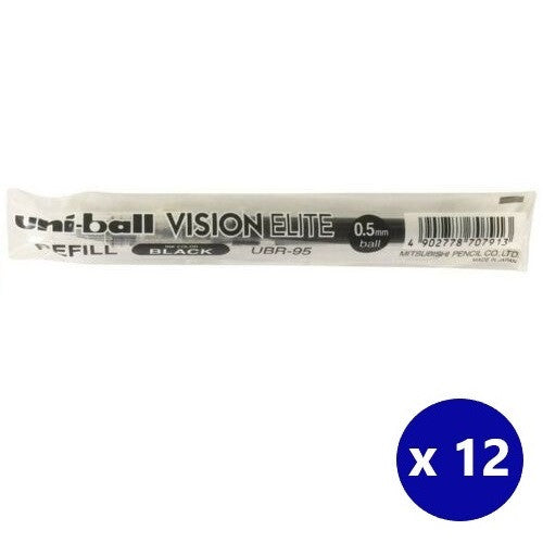 Uni Vision Elite Refill 0.5mm Rollerball Black Box of 12