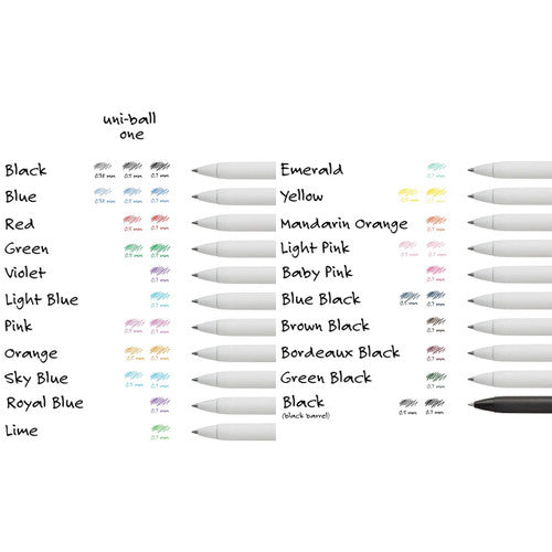 Uni-Ball One UMN-S-07 Retractable Gel Pen 0.7mm Assorted Box of 12