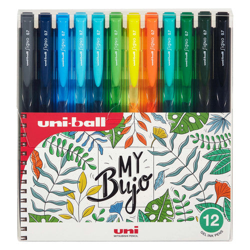Uni-Ball Signo RT1 My Bujo Retractable Gel Pens 0.7mm Botanical Pack of 12