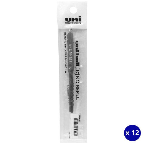 Uni-Ball UMR-10 Refill for Gel Impact 1.0mm Rollerball Pen Black Box of 12