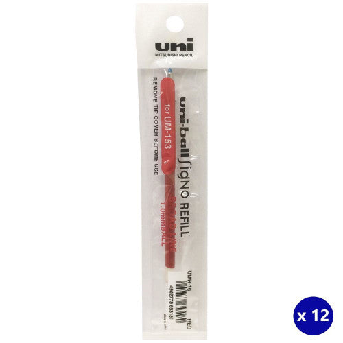 Uni-Ball UMR-10 Refill for Gel Impact 1.0mm Red Box of 12