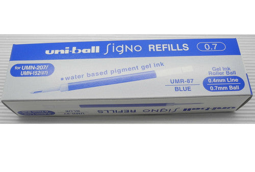 Uni-Ball UMR-87 Refill for Signo Retractable Pen 0.7mm Blue Box of 12