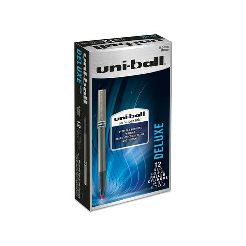 Uni-Ball Deluxe Rollerball Pen 0.5mm Red Box of 12