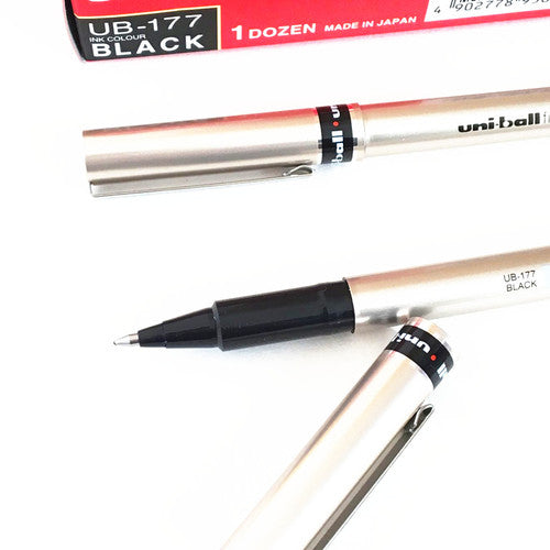 Uni-Ball Deluxe UB-177 Liquid Ink Rollerball Pen 0.7mm Black Box of 12