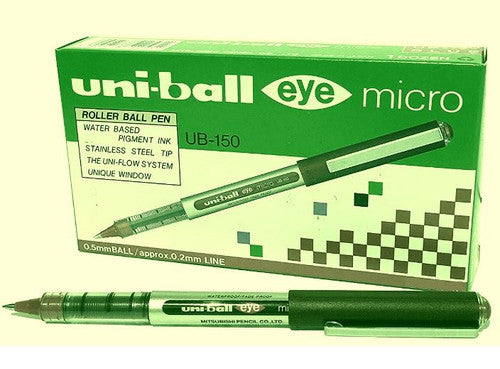 Uni-Ball Eye UB-150 Liquid Ink Rollerball Pen 0.5mm Green Box of 12