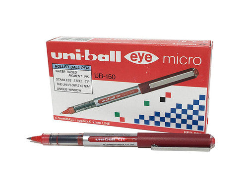 Uni-Ball Eye UB-150 Liquid Ink Rollerball Pen 0.5mm Red Box of 12