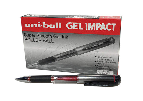 Uni-Ball Gel Impact Rollerball Pen 1.0mm Red Box of 12