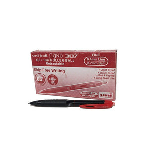 Uni-Ball Signo 307 UMN-307F Gel Ink Pen 0.7mm Red Box of 12