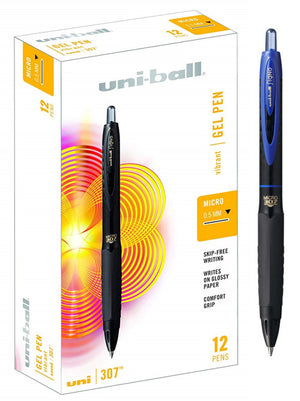 Uni-Ball Signo 307 UMN-307M Gel Ink Rollerball Pen 0.5mm Blue Box of 12