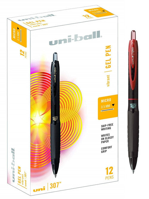 Uni-Ball Signo 307 Gel Ink Pen 0.5mm Red Box of 12
