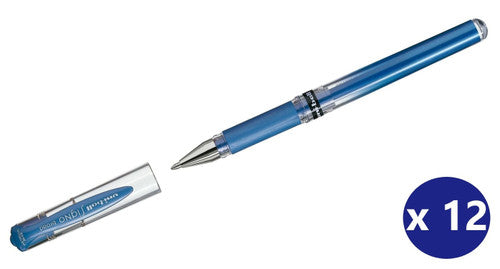Uni-Ball Signo Broad UM-153M Gel Ink Rollerball Pen 1.0mm Metallic Blue Box of 12