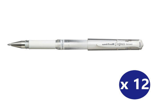 Uni-Ball Signo Broad UM-153 Gel Ink Rollerball Pen 1.0mm White Box of 12