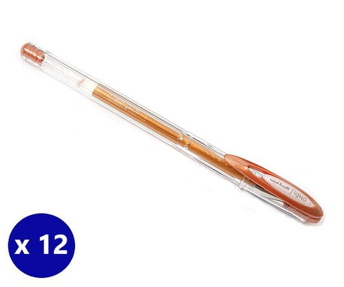 Uni Signo Noble Metal Gel Ink Pen 0.8mm Bronze Box of 12