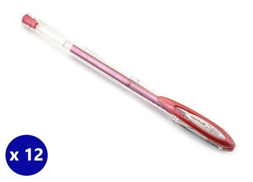 Uni-Ball Signo Noble Metal UM-120NM Gel Ink Rollerball Pen 0.8mm Red Box of 12