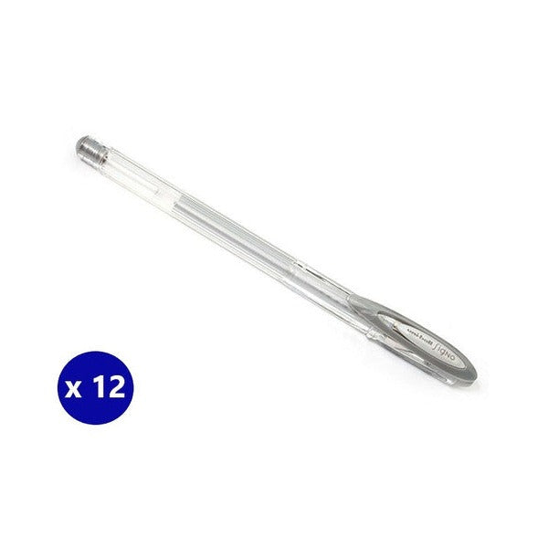 Uni Signo Noble Metal Gel Ink Pen 0.8mm Silver Box of 12