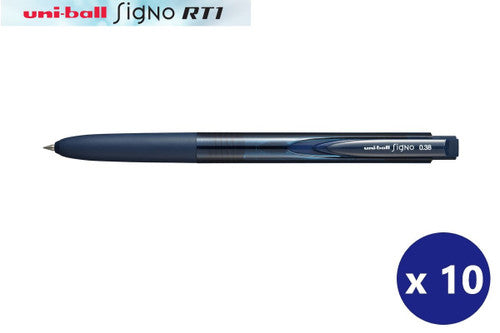 Uni Signo RT1 Gel Ink Pen Ultra Fine 0.38mm Blue Black Box of 10