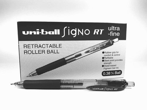 Uni Signo RT Gel Ink Pen Ultra Fine 0.38mm Black Box of 12
