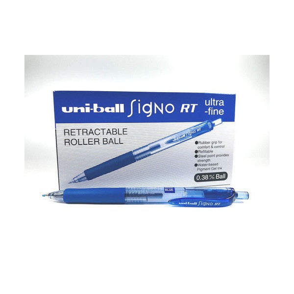 Uni Signo RT Gel Ink Pen Ultra Fine 0.38mm Blue Box of 12