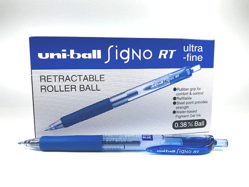 Uni Signo RT Gel Ink Pen Ultra Fine 0.38mm Blue Box of 12