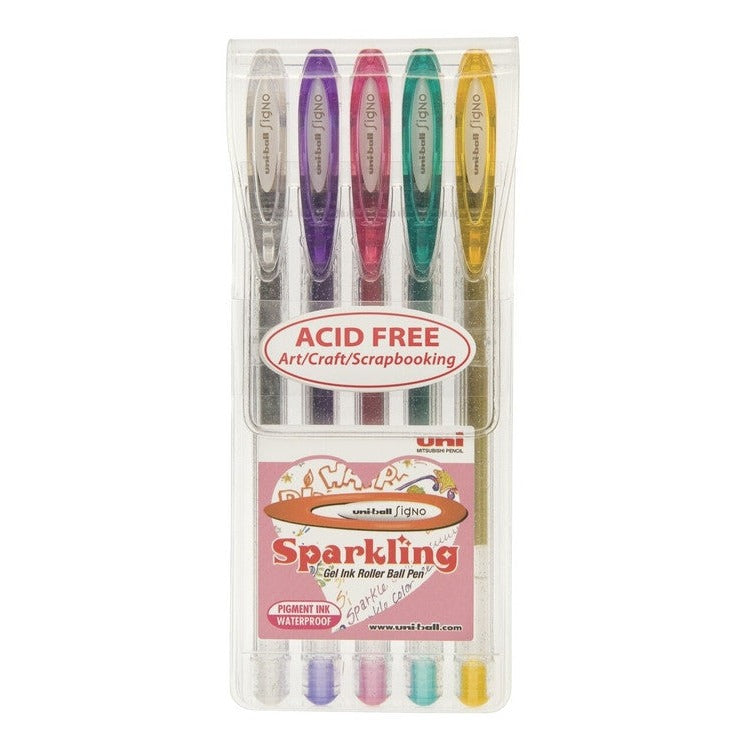 Uni-Ball Signo Sparkling Gel Ink Pens 1.0mm Assorted Wallet of 5