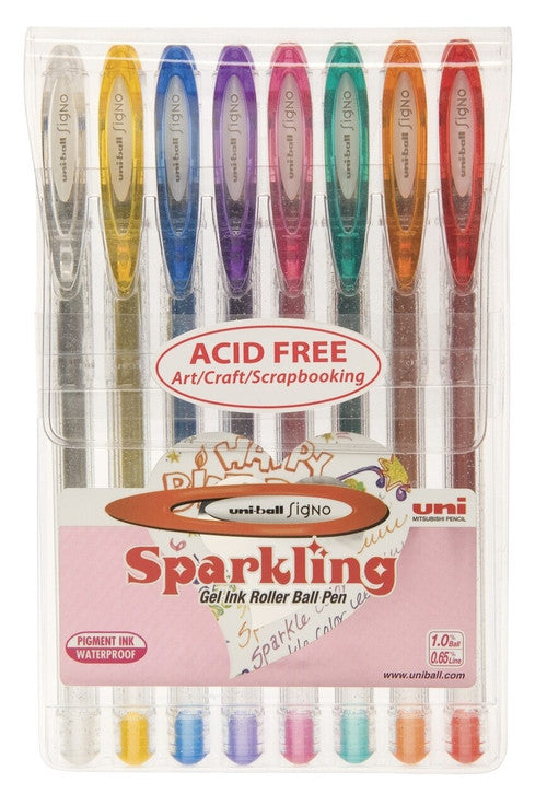 Uni-Ball Signo Sparkling UM-120SP Gel Ink Pen 1.0mm Assorted Wallet of 8