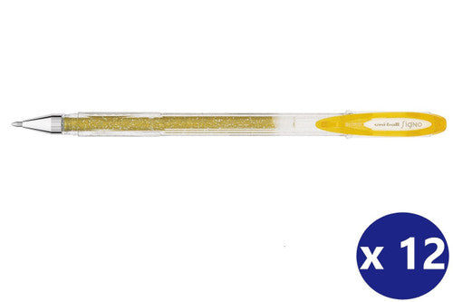 Uni-Ball Signo Sparkling UM-120SP Gel Ink Pen 1.0mm Gold Box of 12