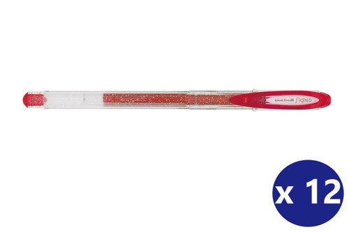Uni-Ball Signo Sparkling UM-120SP Gel Ink Rollerball Pen 1.0mm Red Box of 12