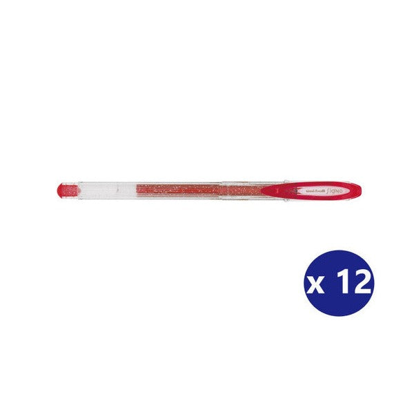 Uni-Ball Signo Sparkling UM-120SP Gel Ink Rollerball Pen 1.0mm Red Box of 12