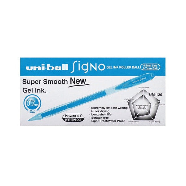 Uni-Ball Signo Gel Ink Pen 0.7mm Light Blue Box of 12