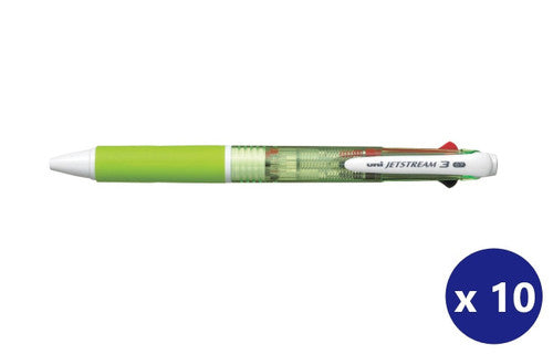 Uni-Ball SXE3400-07 Jetstream 3 Multicolour Rollerball 0.7mm Green Barrel Box of 10