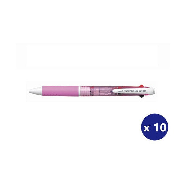 Uni-Ball SXE3400-07 Jetstream 3 Multicolour Rollerball 0.7mm Pink Barrel Box of 10
