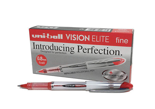 Uni-Ball Vision Elite UB-200 Liquid Ink Rollerball Pen 0.8mm Red Box of 12