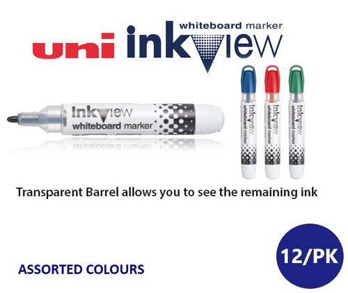 Uni Inkview Whiteboard Marker Bullet Tip 1.8mm Assorted Box of 12