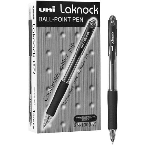 Uni Laknock Ballpoint Pen 0.7mm Black Box of 12