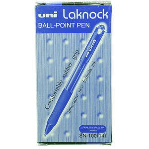 Uni Laknock Retractable Ballpoint Pen 1.4mm Blue Box of 12