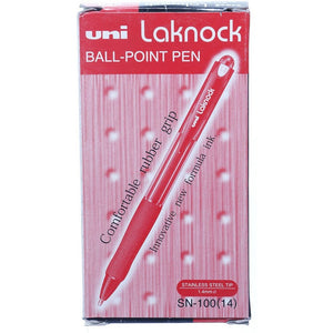 Uni Laknock SN-100 Retractable Ballpoint Pen 1.4mm Red Box of 12
