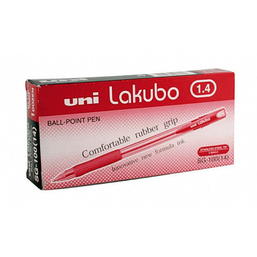Uni Lakubo Ballpoint Pen 1.4mm Red Box of 12