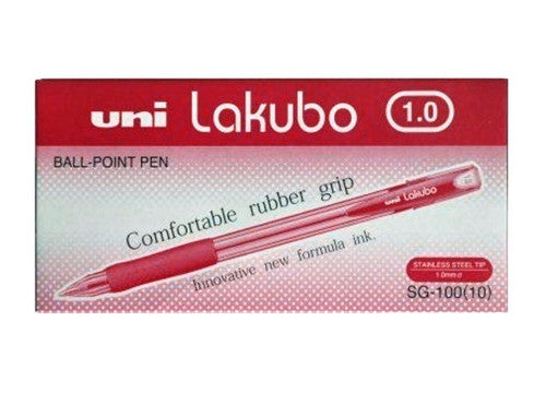 Uni Lakubo SG-100 Ballpoint Pen 1.0mm Red Box of 12