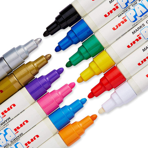 Uni Paint Permanent Marker 2.8mm Bullet Tip Gold Box of 12