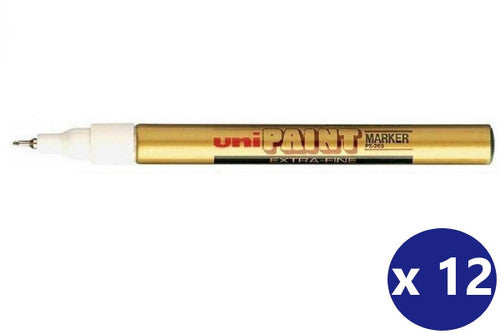 Uni Paint PX-203 Permanent Marker 0.8mm Ultra Fine Gold Box of 12