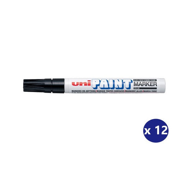 Uni Paint PX-20 Permanent Marker 2.8mm Bullet Tip Black Box of 12