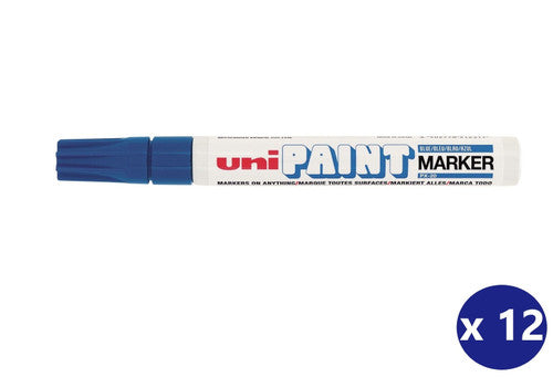 Uni Paint Marker Medium 2.8mm Bullet Tip Blue Box of 12