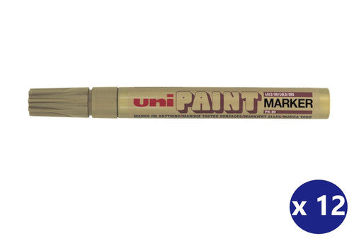 Uni Paint Permanent Marker 2.8mm Bullet Tip Gold Box of 12